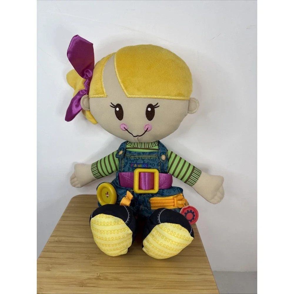 Hasbro Playskool Dressy Kids Girl Stuffed Doll Learn‎ To Dress Zip Buckle 12